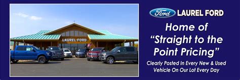Laurel ford laurel mt - 500 SE 4th St Laurel, MT 59044 1699.78 mi. Is this your business? Verify your listing. Find Nearby: ATMs, Hotels, Night Clubs, Parkings, Movie Theaters; Yelp Reviews. 2.0 17 reviews. 5 star 4; 4 star 1; 3 star 0; 2 star 1; 1 star 11; Scott B. 02/02/22. Laurel Ford was EXCELLENT to deal with on the purchase of our new ranch mobile! We special ...